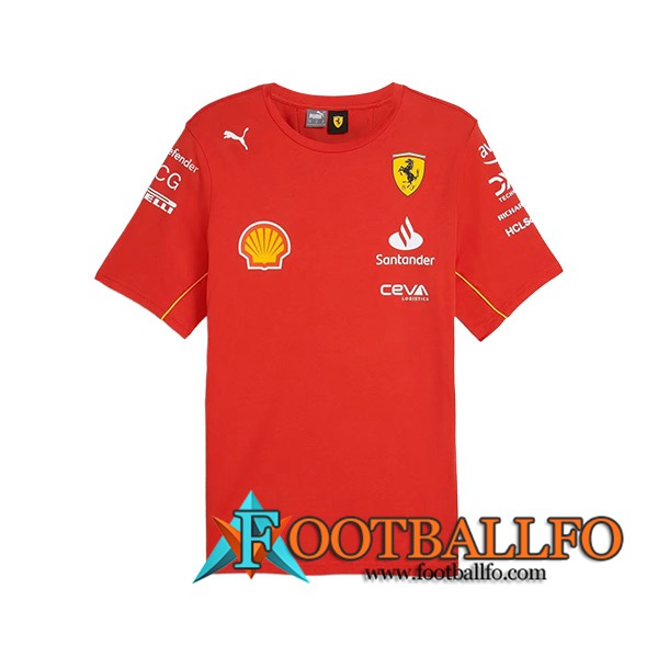 Camiseta de manga corta F1 Scuderia Ferrari Team Rojo/Negro/Amarillo 2024