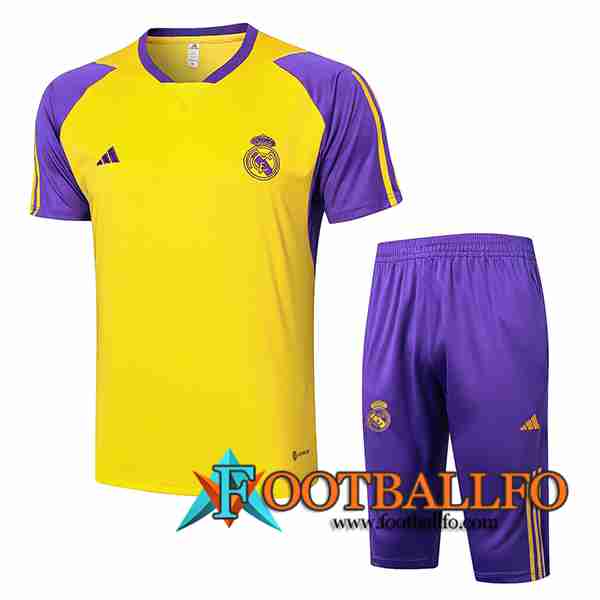 Camiseta Entrenamiento + Cortos Real Madrid Amarillo/Violeta 2024/2025