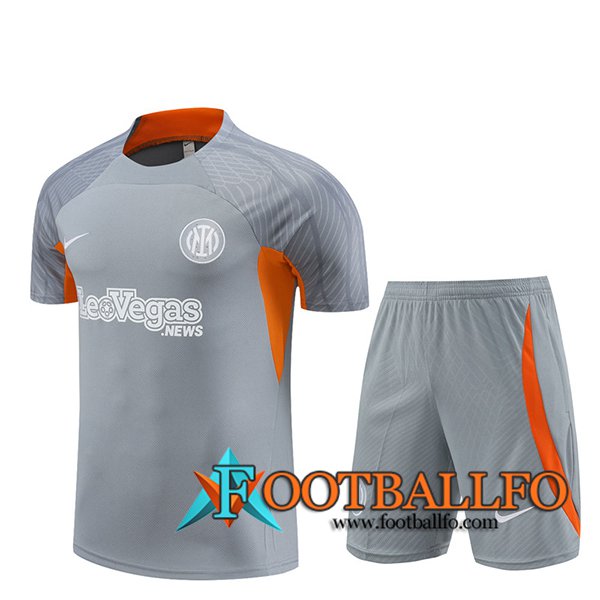 Camiseta Entrenamiento + Cortos Inter Milan Gris/Naranja 2024/2025