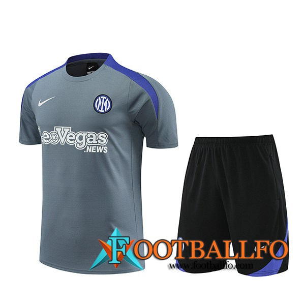 Camiseta Entrenamiento + Cortos Inter Milan Gris/Azul 2024/2025