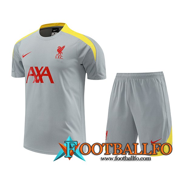 Camiseta Entrenamiento + Cortos FC Liverpool Gris/Rojo/Amarillo 2024/2025