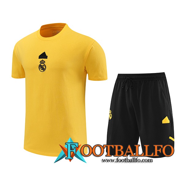 Camiseta Entrenamiento + Cortos Real Madrid Amarillo/Negro 2024/2025