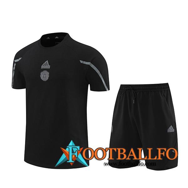 Camiseta Entrenamiento + Cortos Manchester United Negro/Gris 2024/2025