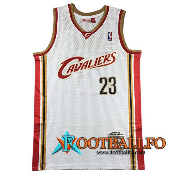 Camisetas NBA Cleveland Cavaliers (JAMES #23) 2024/25 Blanco/Rojo/Amarillo