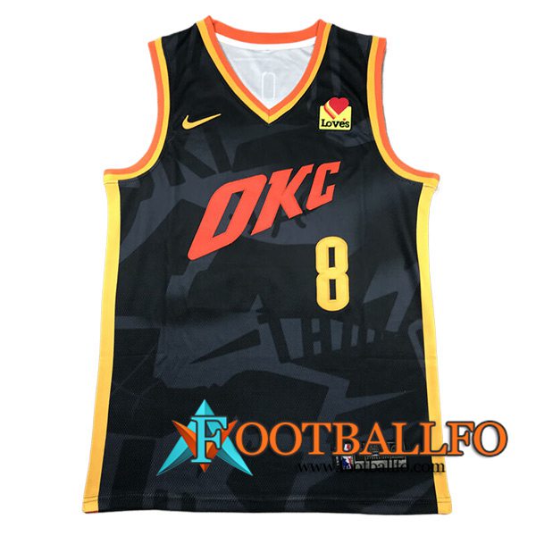 Camisetas NBA Oklahoma City Thunder (WILLIAMS #8) 2024/25 Negro/Rojo/Amarillo