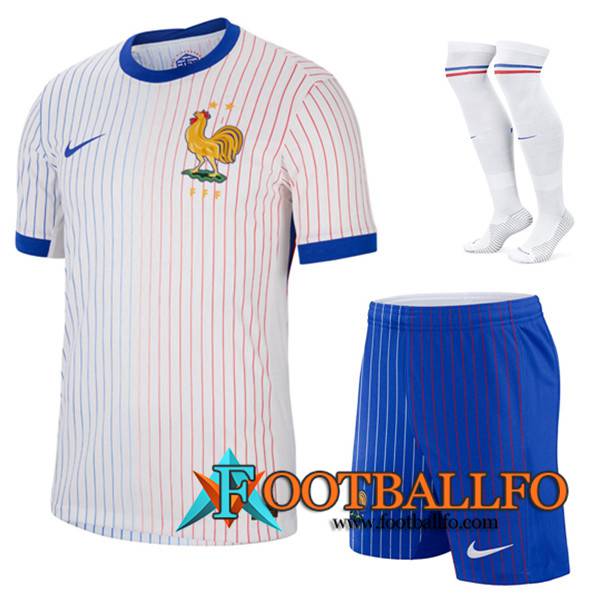 Camisetas Futbol Francia Segunda (Cortos + Calcetines) UEFA Euro 2024