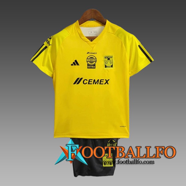 Camiseta Entrenamiento + Cortos Tigres UANL Ninos Amarillo/Negro 2024/2025