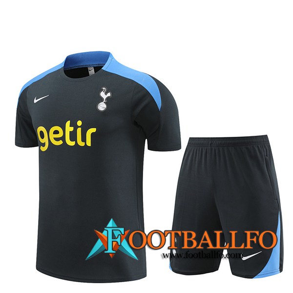 Camiseta Entrenamiento + Cortos Tottenham Hotspur Negro/Azul 2024/2025