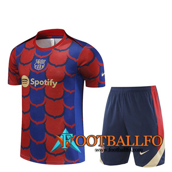 Camiseta Entrenamiento + Cortos FC Barcelona Rojo/Azul 2024/2025