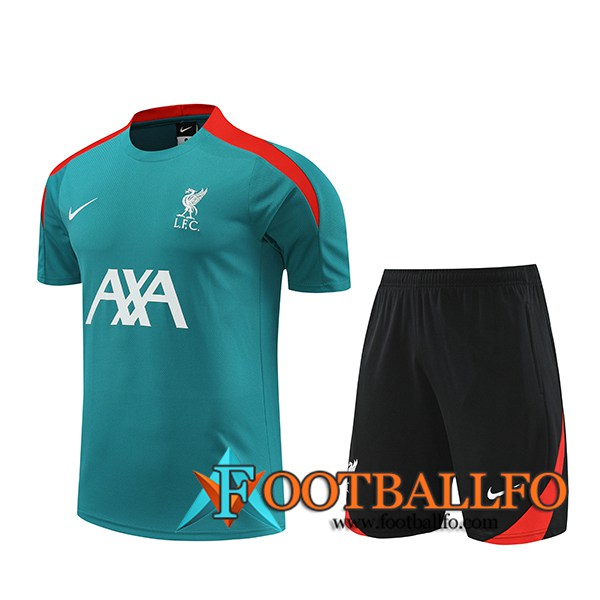 Camiseta Entrenamiento + Cortos FC Liverpool Verde/Rojo/Negro 2024/2025