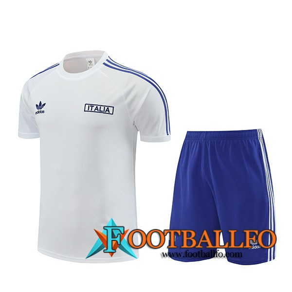 Camiseta Entrenamiento + Cortos Italia Blanco/Azul 2024/2025