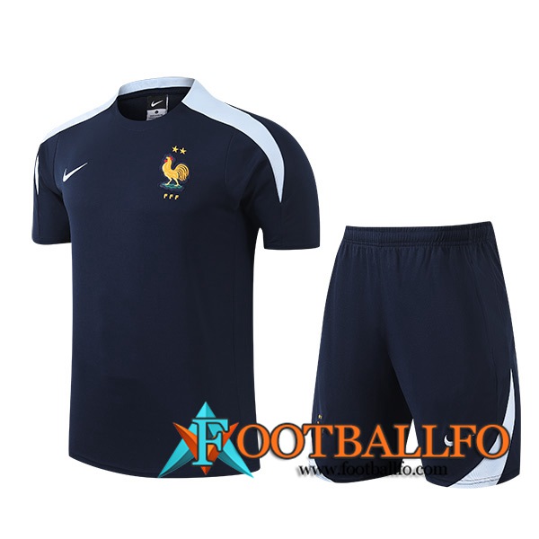Camiseta Entrenamiento + Cortos Francia Azul Oscuro 2024/2025