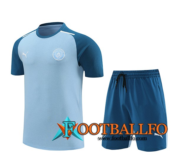Camiseta Entrenamiento + Cortos Manchester City Azul 2024/2025