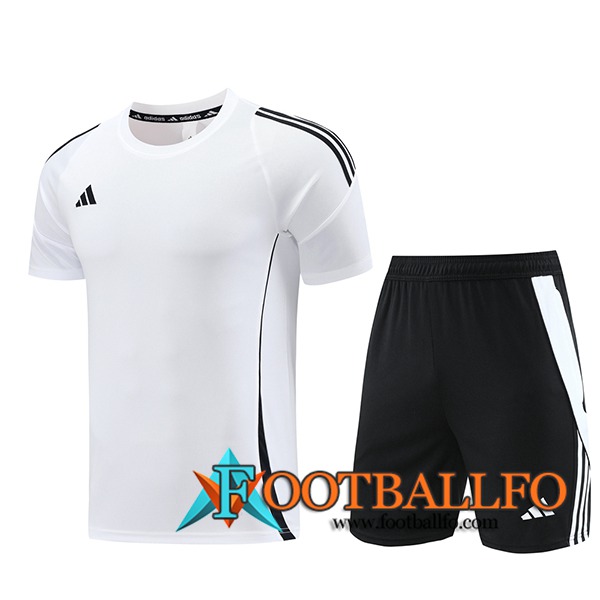 Camiseta Entrenamiento + Cortos Adidas Blanco/Negro 2024/2025