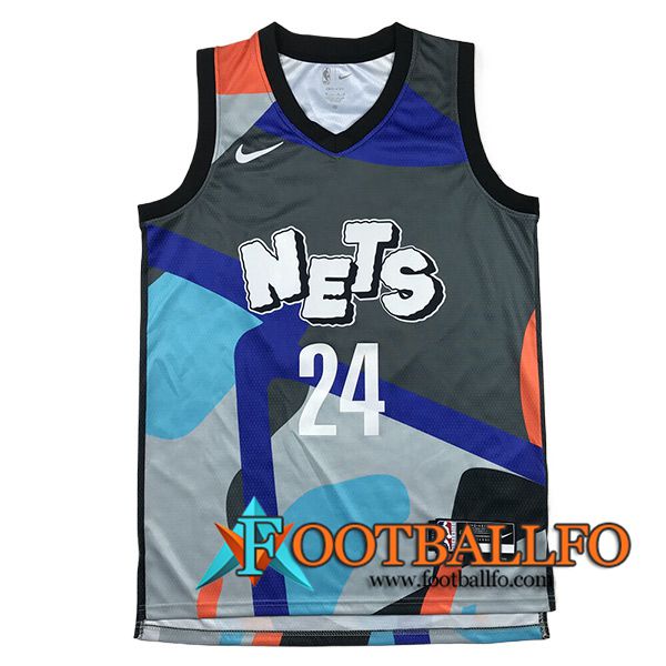 Camisetas De Futbol Brooklyn Nets (THOMAS #24) 2024/25 Gris/Azul/Naranja