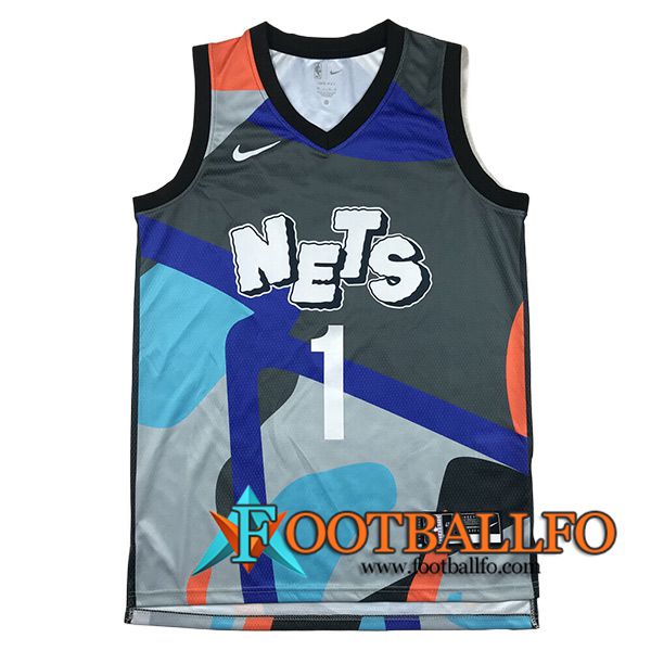 Camisetas De Futbol Brooklyn Nets (BRIDGES #1) 2024/25 Gris/Azul/Naranja