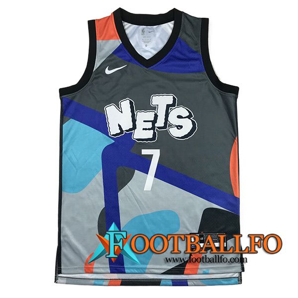 Camisetas De Futbol Brooklyn Nets (DURANT #7) 2024/25 Gris/Azul/Naranja