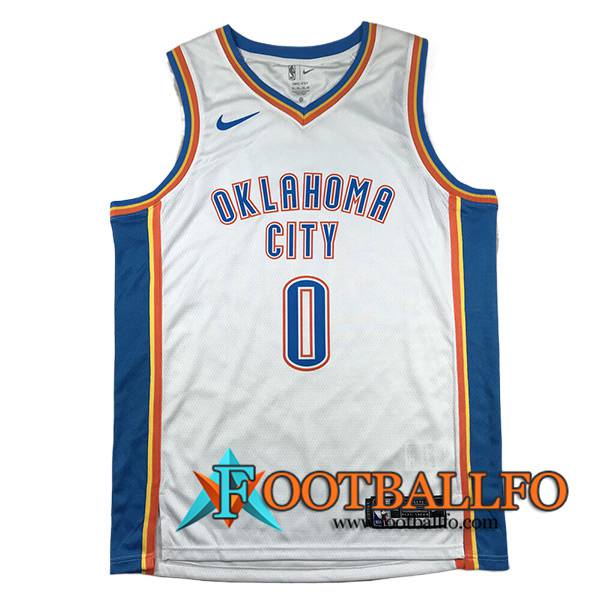 Camisetas De Futbol Oklahoma City Thunder (WESTBROOK #0) 2024/25 Blanco/Azul