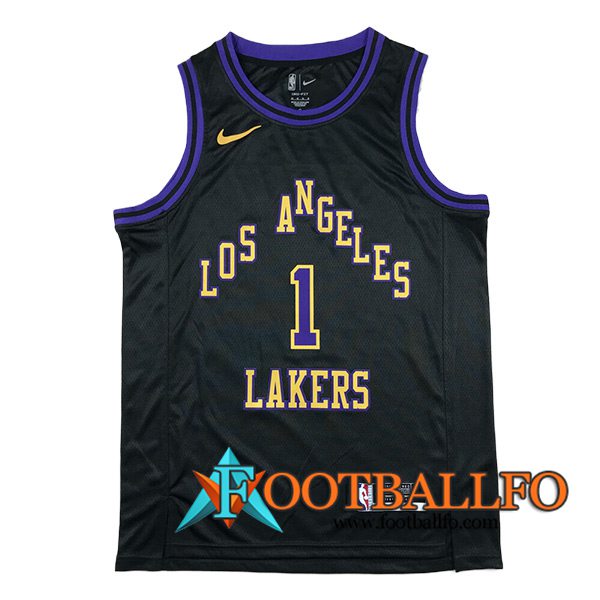Camisetas De Futbol Los Angeles Lakers (RUSSELL #1) 2024/25 Negro/Violeta/Amarillo
