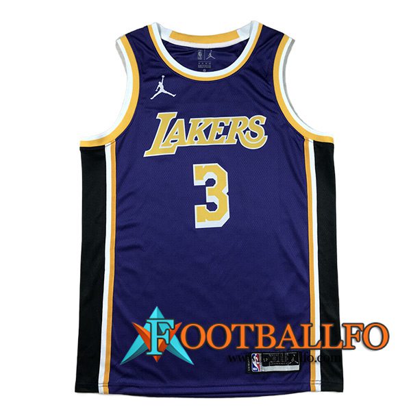 Camisetas De Futbol Los Angeles Lakers (DAVIS #3) 2024/25 Violeta/Negro/Amarillo