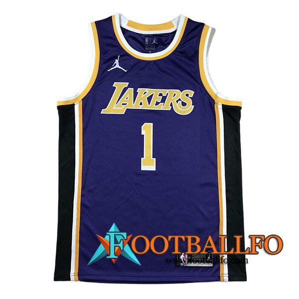 Camisetas De Futbol Los Angeles Lakers (RUSSELL #1) 2024/25 Violeta/Negro/Amarillo