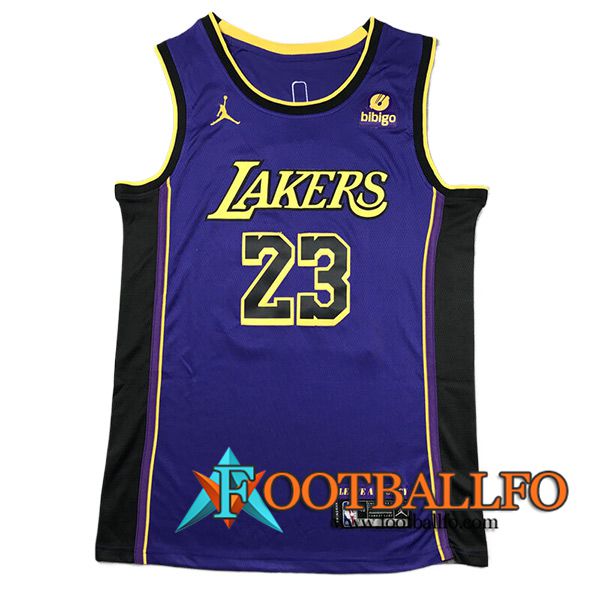 Camisetas De Futbol Los Angeles Lakers (JAMES #23) 2024/25 Violeta/Negro/Amarillo -02