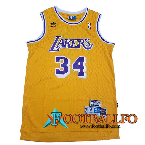 Camisetas De Futbol Los Angeles Lakers (O'NEAL #34) 2024/25 Amarillo/Violeta