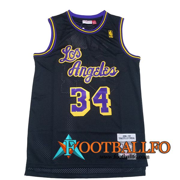 Camisetas De Futbol Los Angeles Lakers (O'NEAL #34) 2024/25 Negro/Violeta/Amarillo