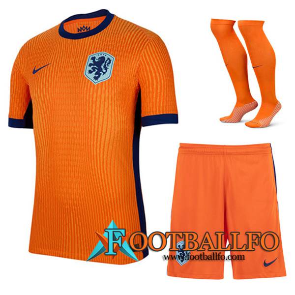 Camisetas Futbol Países Bajos Primera (Cortos + Calcetines) UEFA Euro 2024