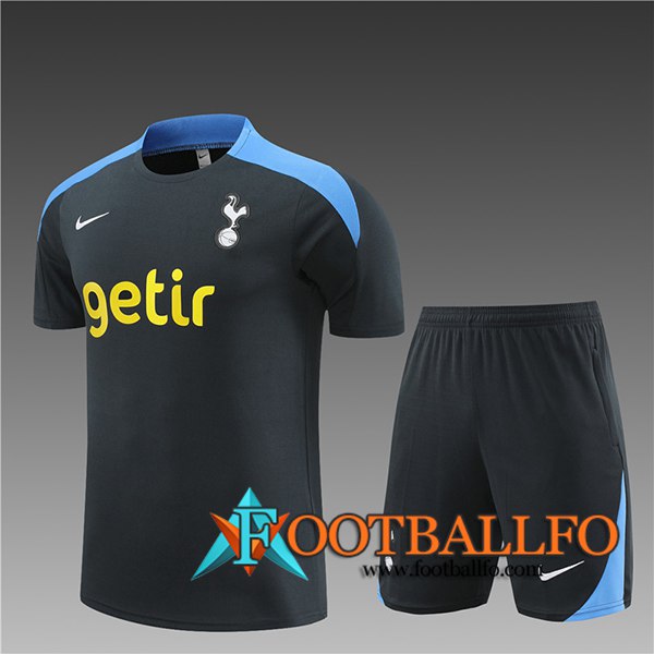 Camiseta Entrenamiento + Cortos Tottenham Hotspur Ninos Negro/Azul 2024/2025