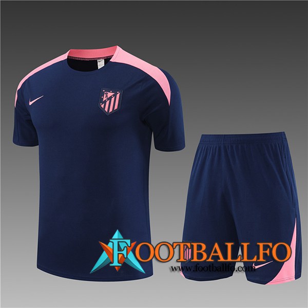 Camiseta Entrenamiento + Cortos Atletico Madrid Ninos Azul/Rosa 2024/2025