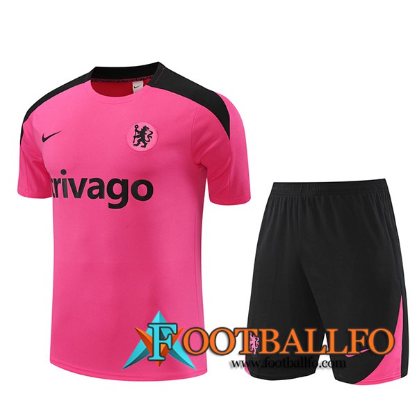 Camiseta Entrenamiento + Cortos FC Chelsea Rosa/Negro 2024/2025