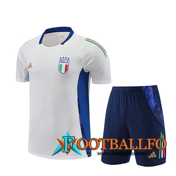 Camiseta Entrenamiento + Cortos Italia Blanco/Azul 2024/2025 -02