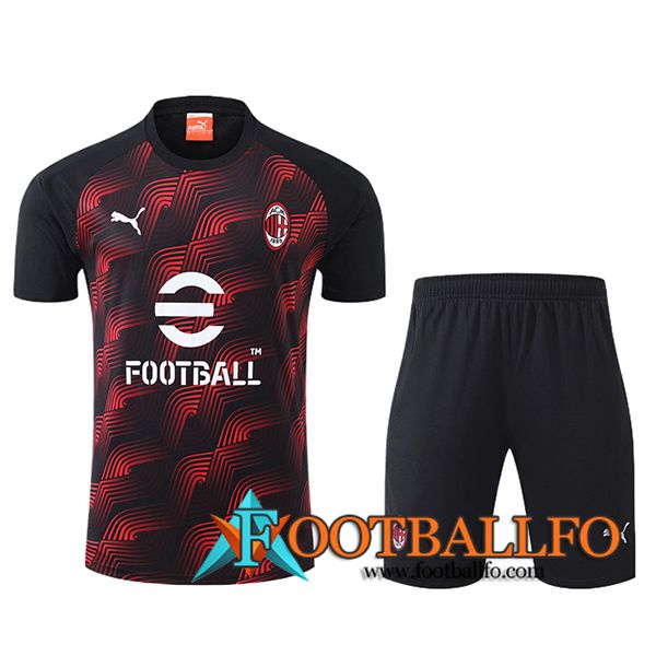 Camiseta Entrenamiento + Cortos AC Milan Negro/Rojo 2024/2025 -02