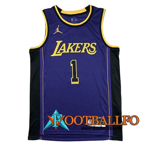 Camisetas De Futbol Los Angeles Lakers (RUSSELL #1) 2024/25 Violeta/Negro/Amarillo -02