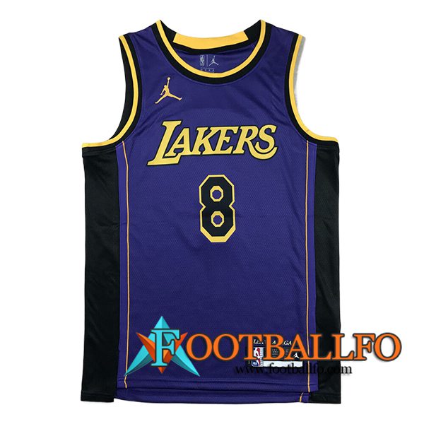 Camisetas De Futbol Los Angeles Lakers (BRYANT #8) 2024/25 Violeta/Negro/Amarillo -02