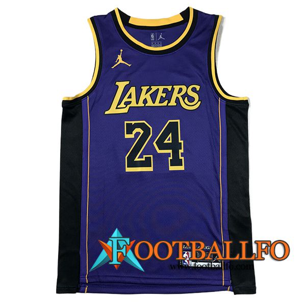 Camisetas De Futbol Los Angeles Lakers (BRYANT #24) 2024/25 Violeta/Negro/Amarillo -02