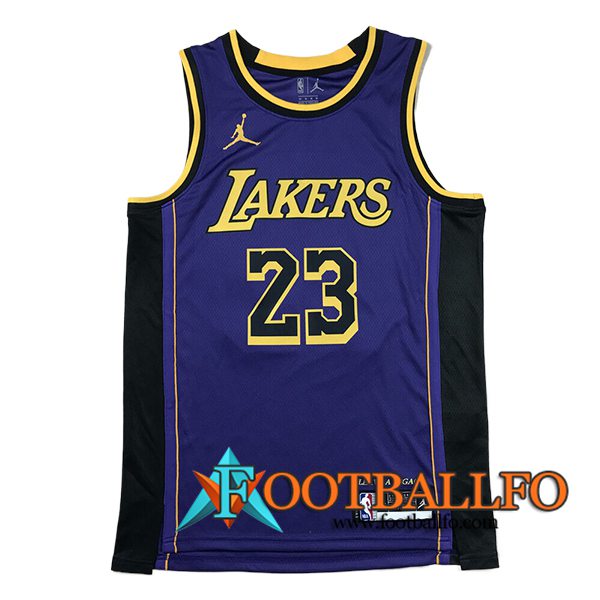 Camisetas De Futbol Los Angeles Lakers (JAMES #23) 2024/25 Violeta/Negro/Amarillo -03
