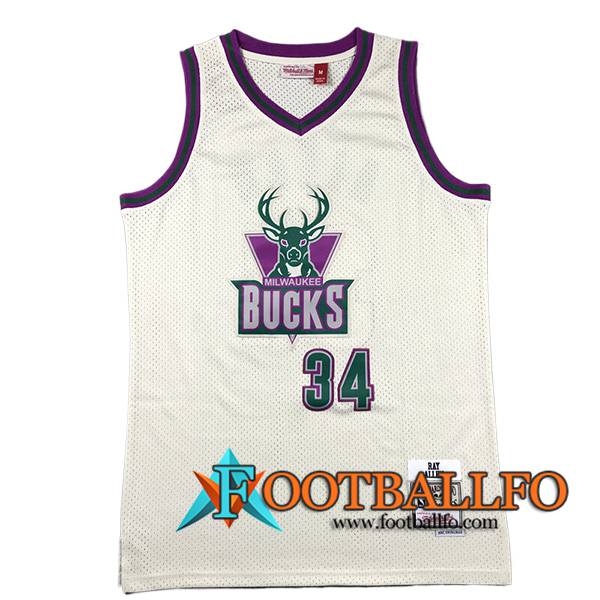 Camisetas De Futbol Milwaukee Bucks (ALLEN #34) 2024/25 Blanco/Violeta/Verde