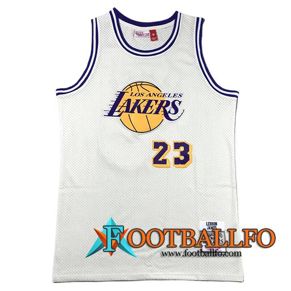 Camisetas De Futbol Los Angeles Lakers (JAMES #23) 2024/25 Blanco/Amarillo/Violeta
