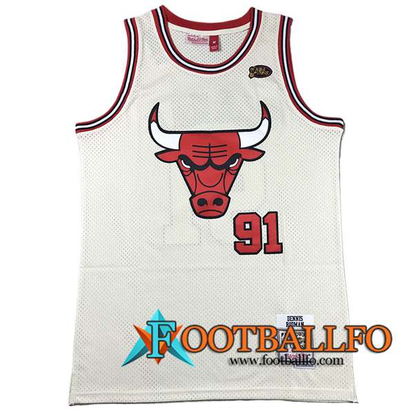 Camisetas De Futbol Chicago Bulls (RODMAN #91) 2024/25 Blanco/Rojo