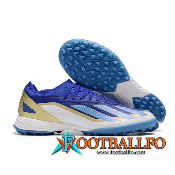 Adidas Botas De Fútbol X CRAZYFAST.1 TF BOOTS Blanco/Azul/Amarillo