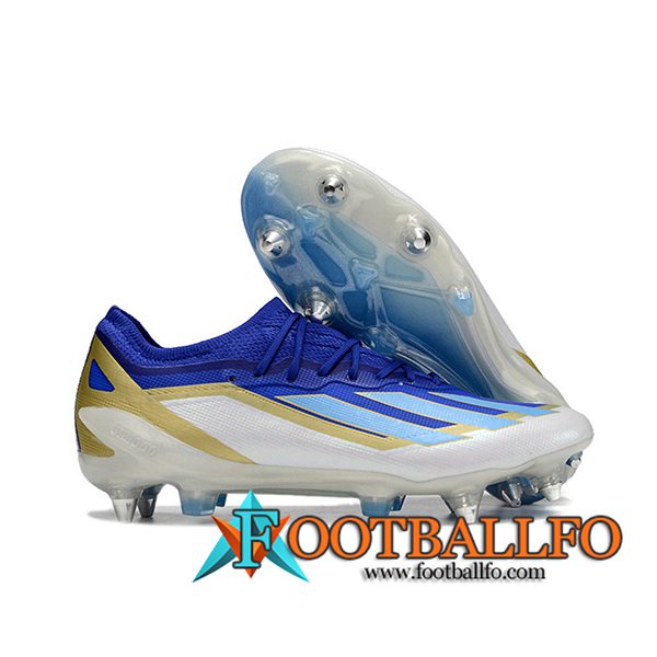 Adidas Botas De Fútbol X Crazyfast1 SG Blanco/Azul/Amarillo -02
