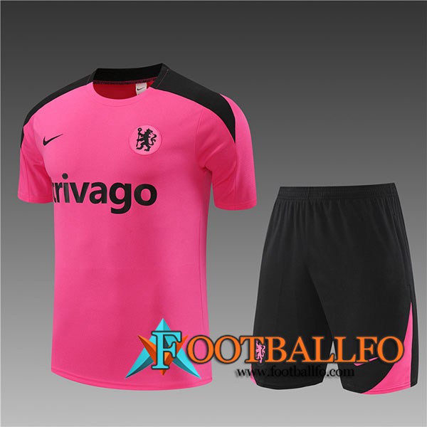 Camiseta Entrenamiento + Cortos FC Chelsea Ninos Rosa/Negro 2024/2025
