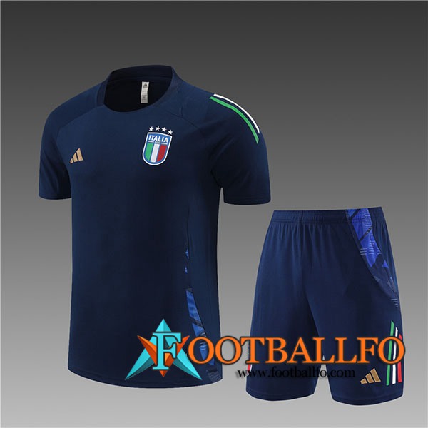 Camiseta Entrenamiento + Cortos Italia Ninos Azul 2024/2025