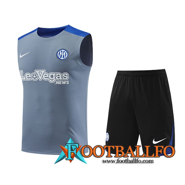 Camiseta Entrenamiento sin mangas Inter Milan Gris/Azul 2024/2025
