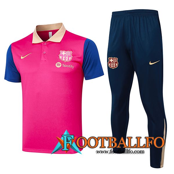 Camiseta Polo FC Barcelona Rosa/Azul 2024/2025