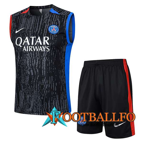 Camiseta Entrenamiento sin mangas PSG Negro/Gris/Rojo/Azul 2024/2025