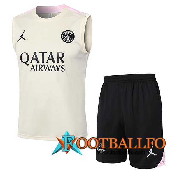 Camiseta Entrenamiento sin mangas PSG Beige/Negro 2024/2025