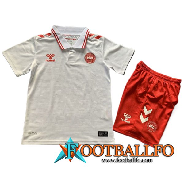 Camisetas De Futbol Dinamarca Ninos Segunda UEFA Euro 2024